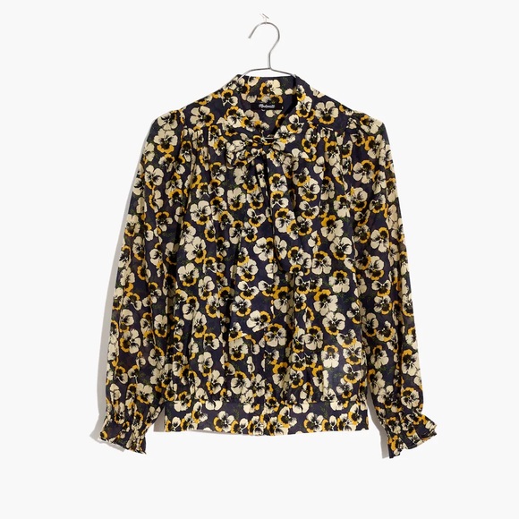Madewell Tie-Neck Top in Viola Floral - Picture 4 of 4